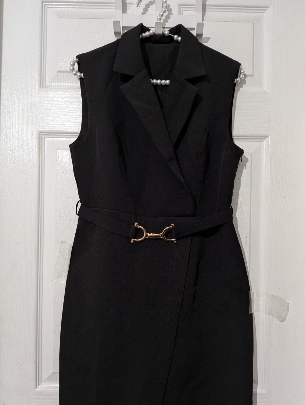 Commense Lapel Sleeveless Belted Wrap Maxi Dress - Picture 9 of 16